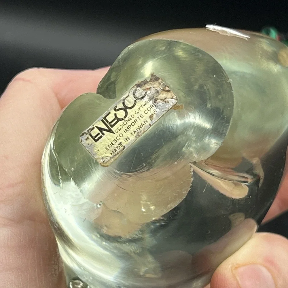 Vintage Enesco Clear Glass Christmas Reindeer Figurine 8